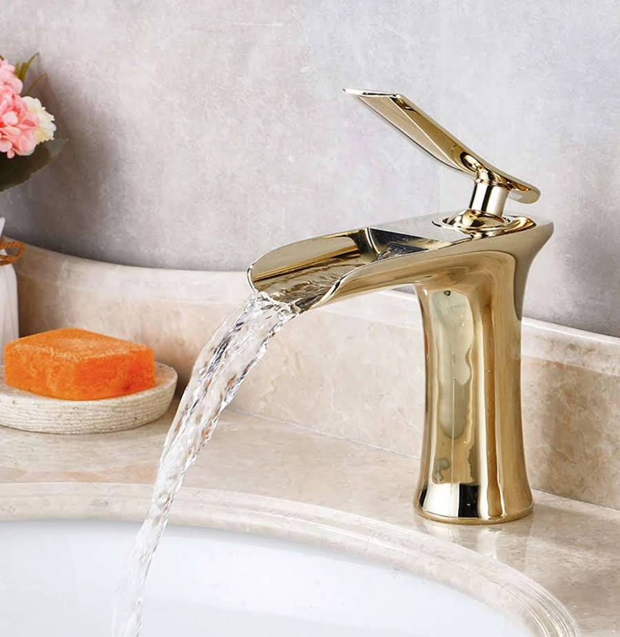 Altın Şelale Akışlı Lavabo Bataryası - Özel Seri 