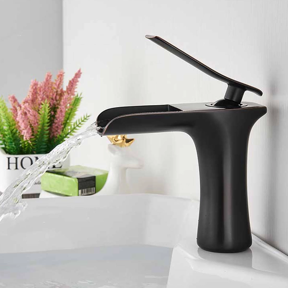 Siyah Şelale Akışlı Lavabo Bataryası - Özel Seri 