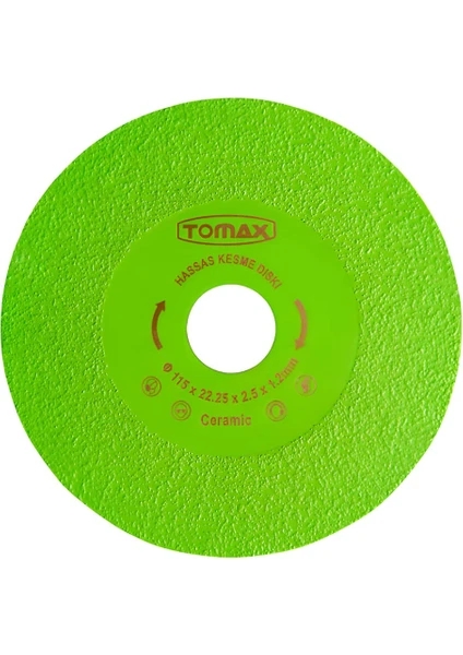 Tomax Serami̇k Cam Mermer Granit Hassas Kesim ve Zımparalama Diski 115 x 1.3 x 22 mm 