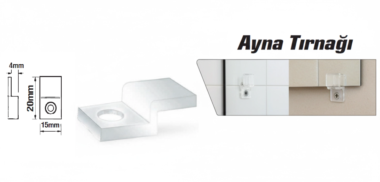 Ayna Tırnağı 4 X 20 X 15 mm ( 500 Adet ) 