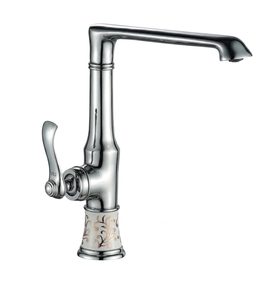 Vi̇ctori̇a Porselen Desenli̇ Krom Mutfak Evi̇ye Lavabo Bataryası 