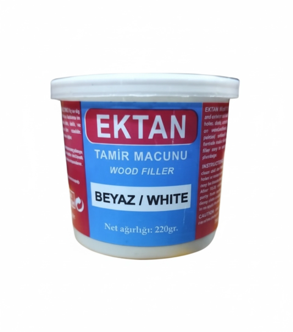Masif ve Kaplama Mobilya Ahşap Dolgu Tamir Macunu (Beyaz Renk) 200 Gr