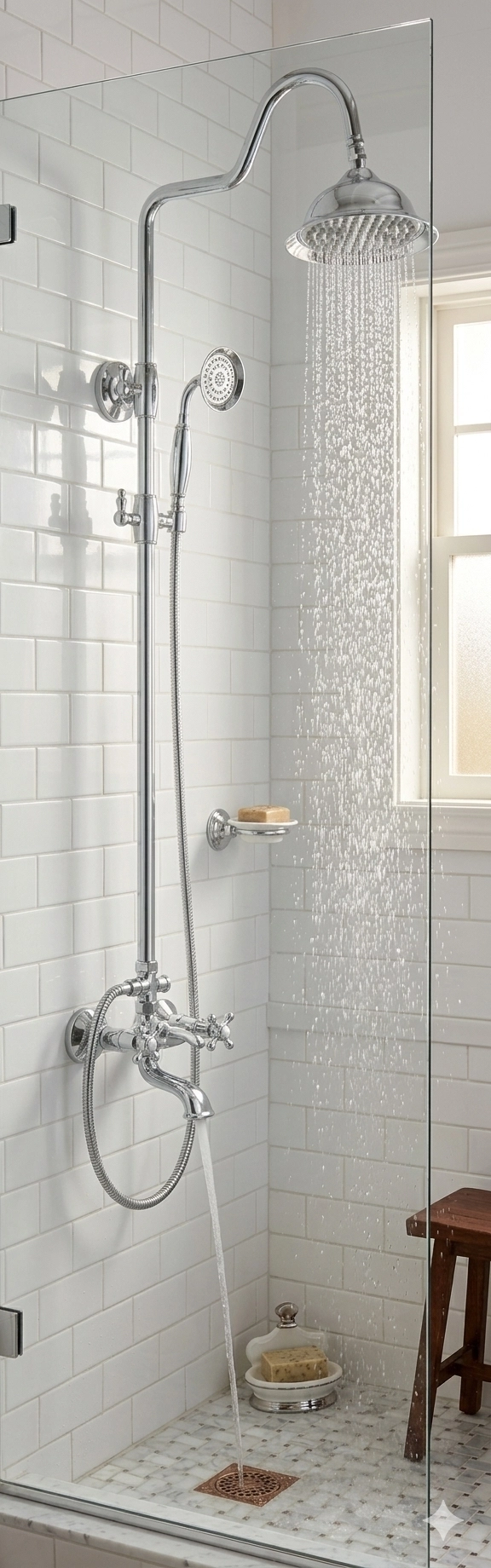 Li̇der Osmanlı Ti̇pi̇ Klasi̇k Borulu Robot Banyo Duş Seti̇ (Krom) 