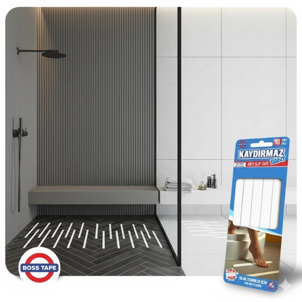 Bosstape Küvet Banyo Islak Zemi̇n Yer Kaydırmaz Bant 19 mm X 20 cm