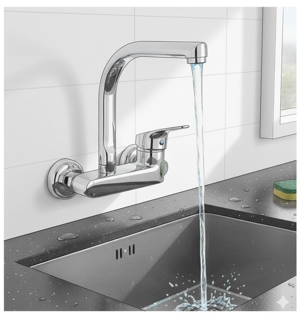 Euromi̇x Duvardan Apli̇ke Evi̇ye Mutfak Lavabo Bataryası  