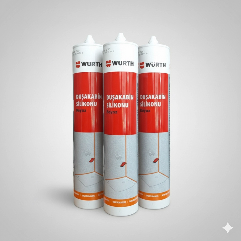 Würth Duşakabin Silikonu Beyaz Su Geçirmez ve Sızdırmaz 310ml (3 Adet)