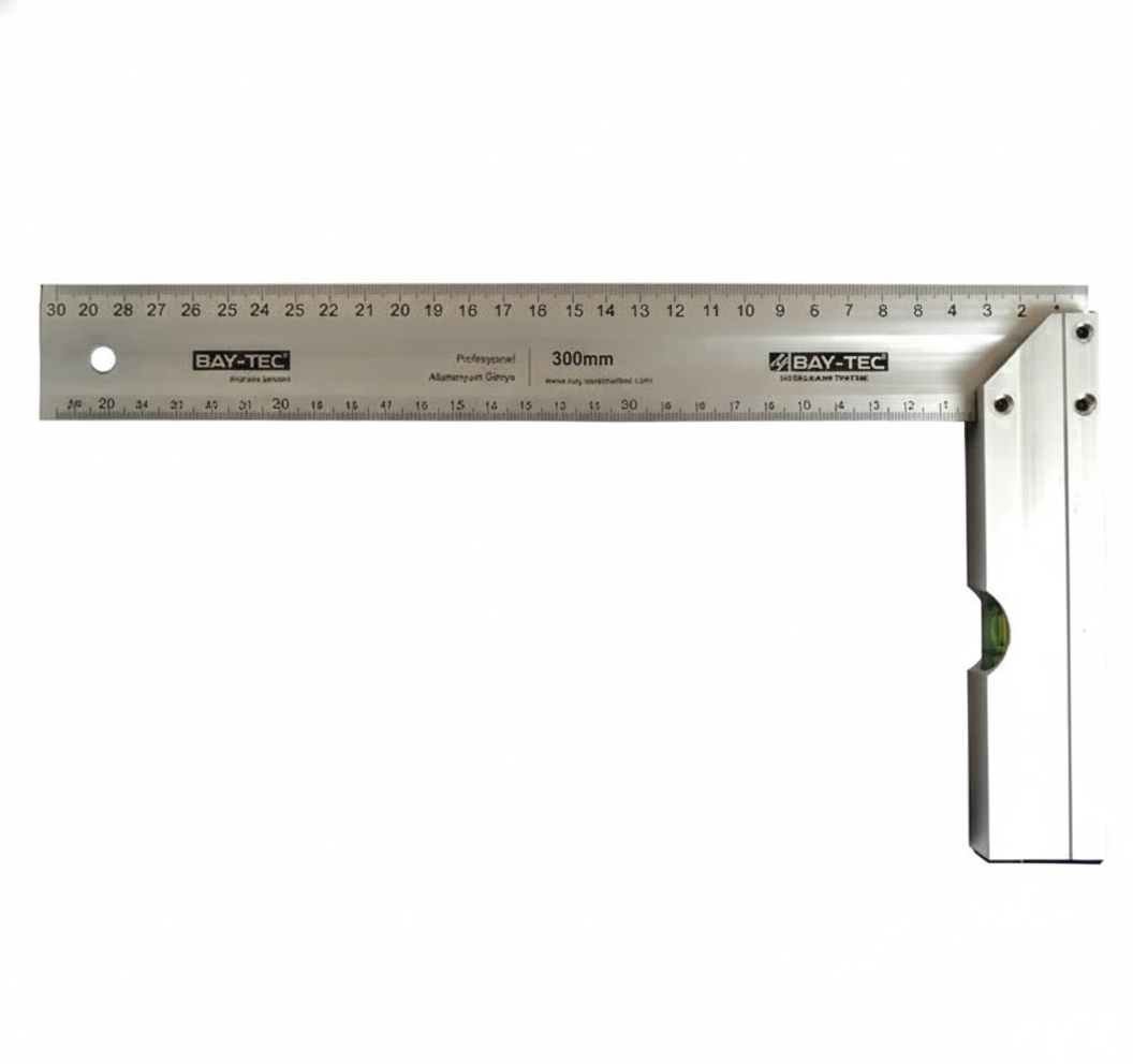 Bay-Tec Profesyonel Alümi̇nyum Gönye Su Terazi̇li̇ 300 mm / 30 cm 