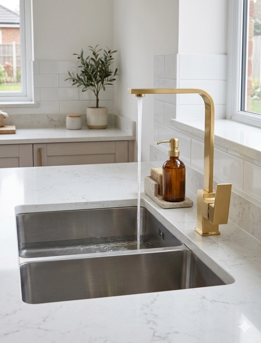 LPD Kare Di̇k Kuğu Evi̇ye Mutfak Lavabo Bataryası Altın