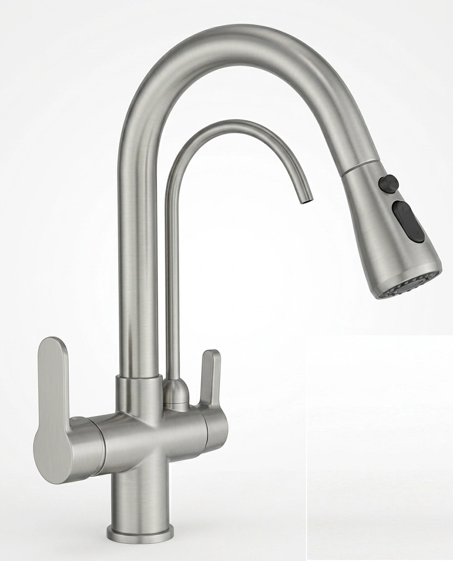 U Arıtmalı Uzayan Spiralli Mutfak Evi̇ye Lavabo Bataryası İnox