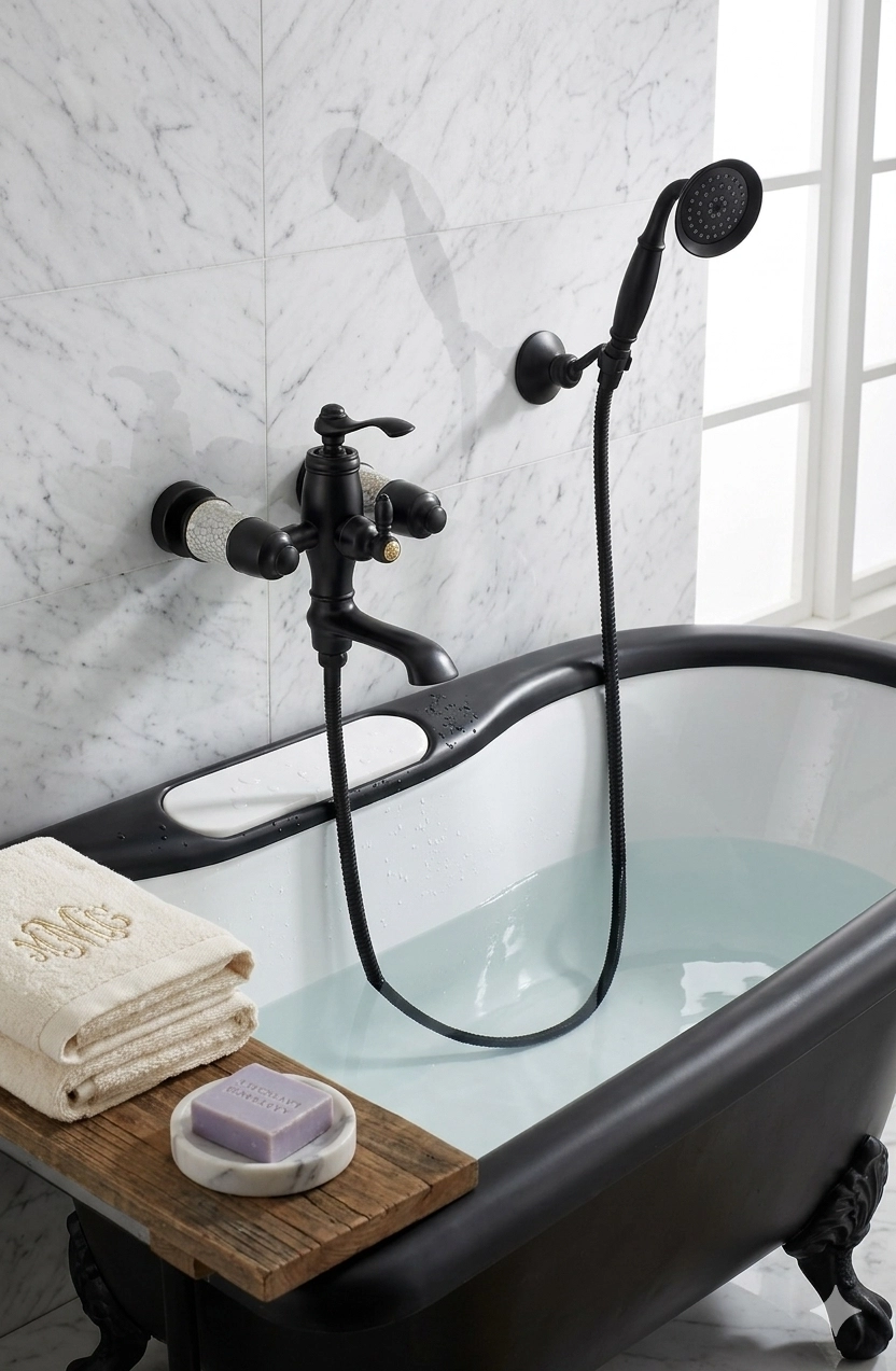 Victoria Mix Mafsallı Banyo Bataryası ve Duş Seti Siyah