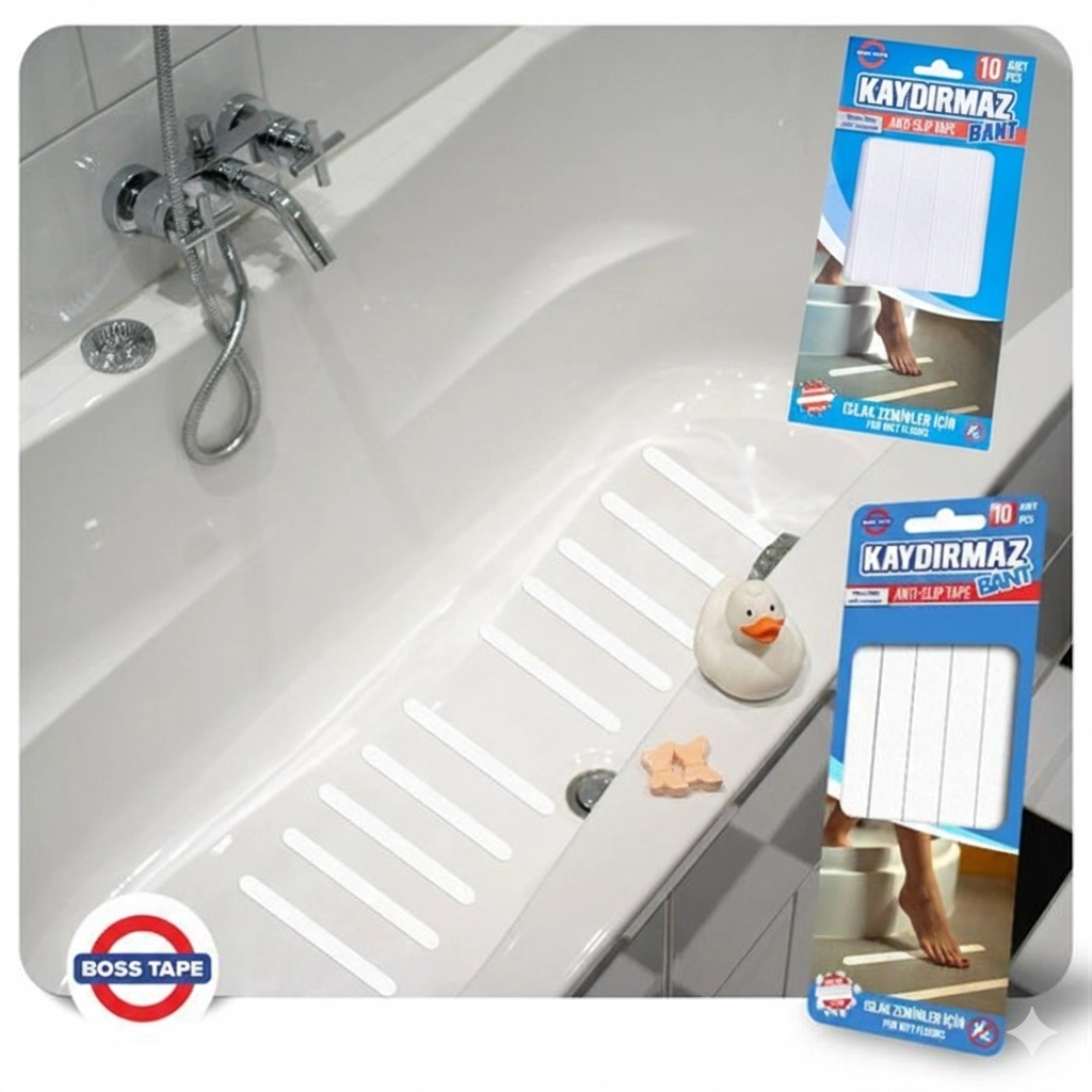 Bosstape Küvet Banyo Islak Zemi̇n Yer Kaydırmaz Bant 19 mm X 20 cm