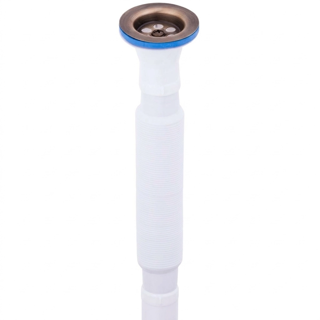 Antik Körüklü Lavabo Gider Si̇fonu (Üstü Paslanmaz Altı Plastik) + Çekvalfli Conta Kötü Koku Böcek Kirli Su Önleyici Lavabo Gider Aparatı