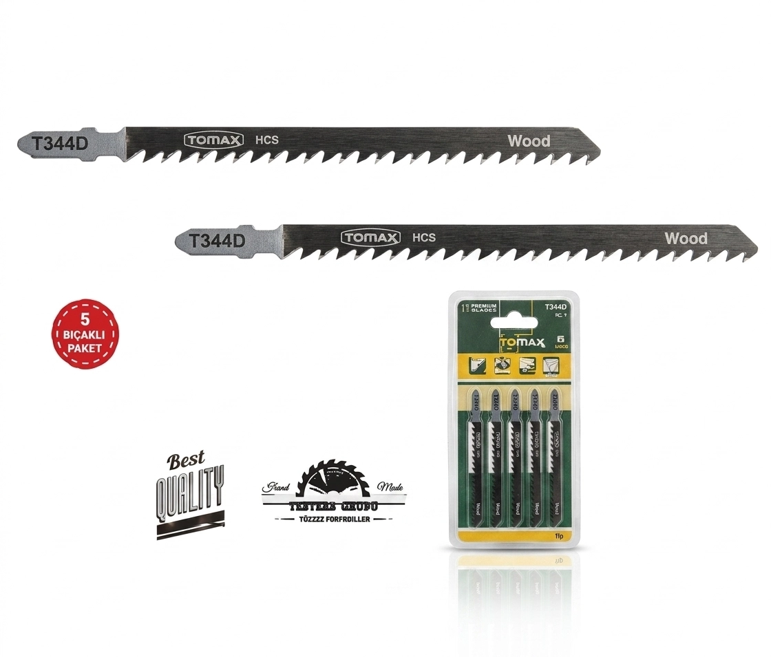 Tomax T244D HSS Ağaç Dekupaj Ağzı (5 Adet) Kavi̇sli̇ Kesi̇m 