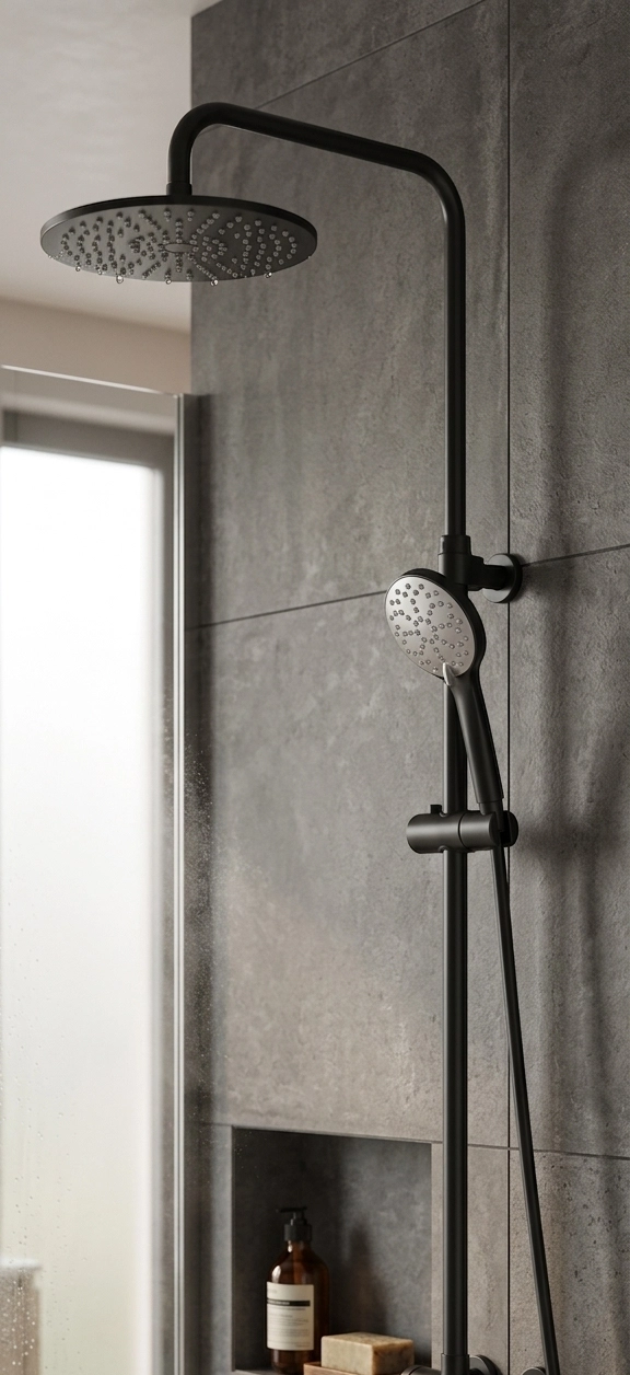 Eczacıbaşı Punto+ 201 Robot Tepe Duş Kolonu Banyo Duş Seti̇ (Mat Siyah) 
