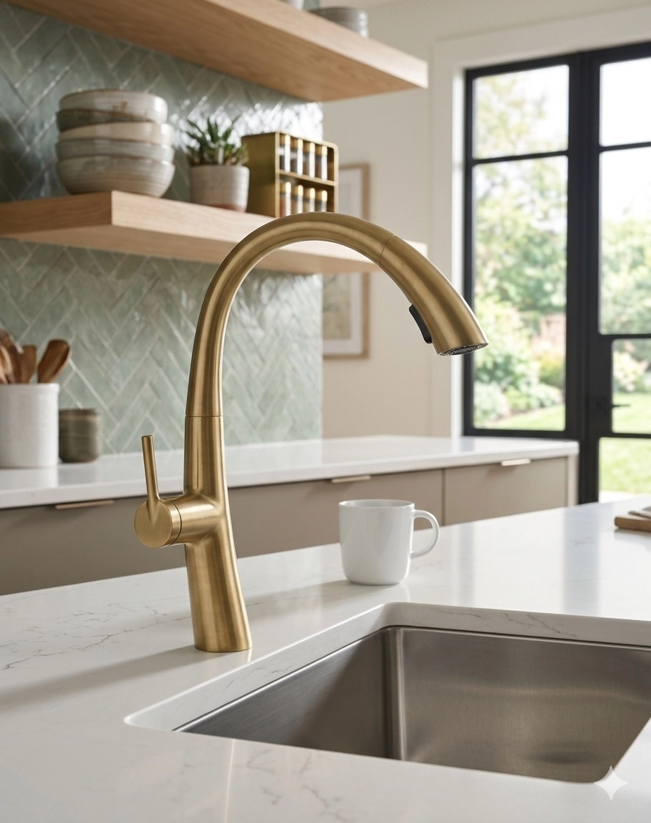 LPD Retro Eviye Mutfak Lavabo Bataryası Mat Gold