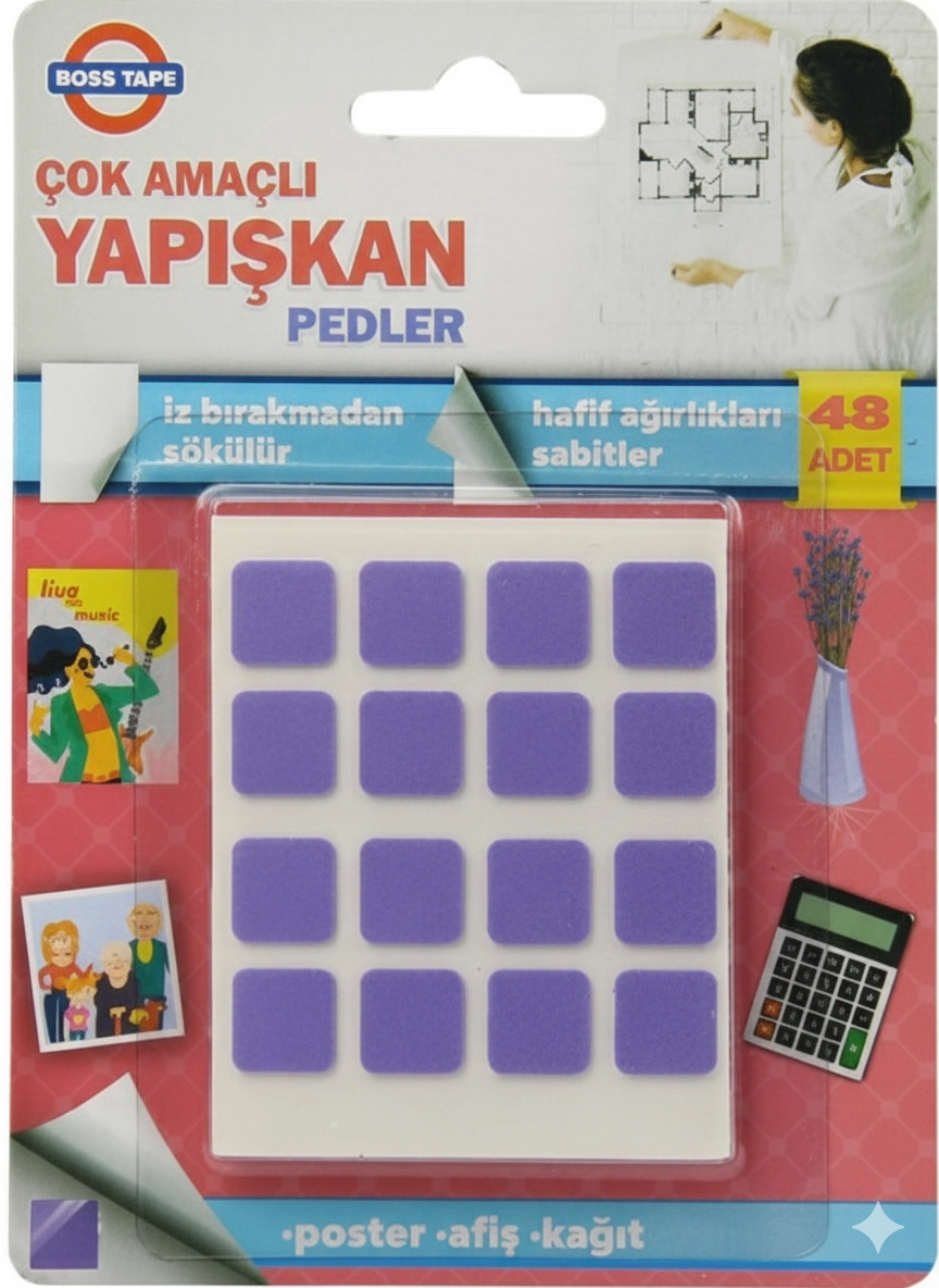 Balon Poster Kağıt Süs Yapıştırma Sök-tak Pedler 12 mm (48 Adet) 