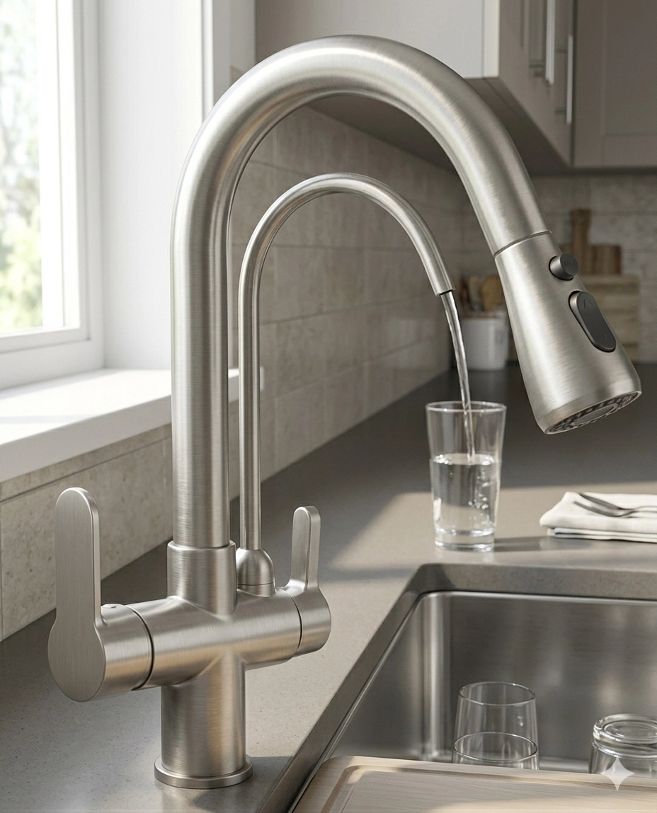 U Arıtmalı Uzayan Spiralli Mutfak Evi̇ye Lavabo Bataryası İnox