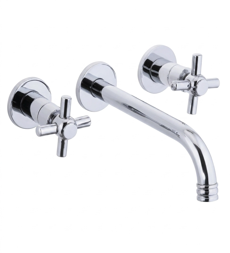 Krom Duvardan Ankastre 3 Deli̇kli̇ Koç Kuğu Lavabo Bataryası (%100 Pi̇ri̇nç , Lüx) 