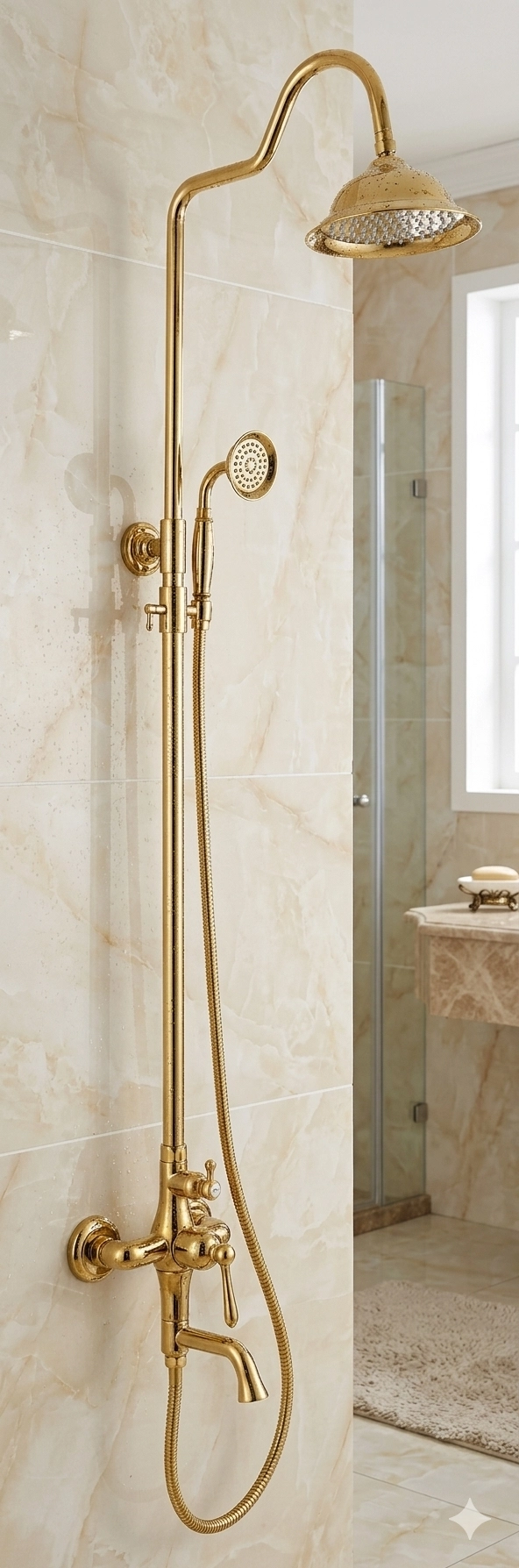 Royal Mi̇x Borulu Robot Banyo Tepe Duş Seti̇ (Altın) 