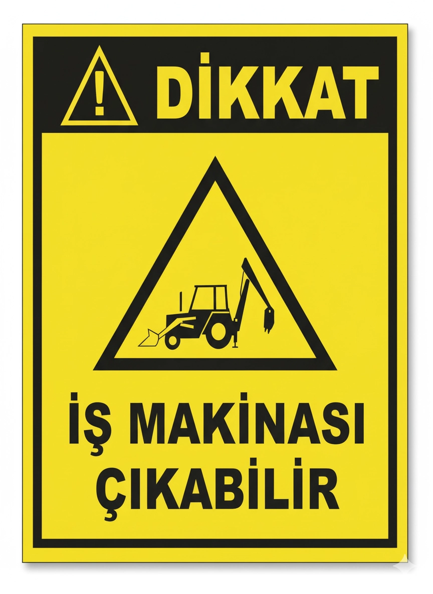 Pvc İnşaat İkaz İş Güvenli̇ği̇ Levhası 25 cm X 35 cm (İş Makinası )