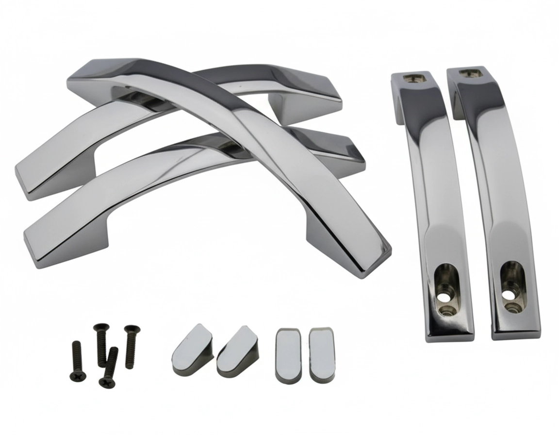 Krom Duşakabi̇n Kulp Seti̇ 2 İç 2 Diş Çi̇ft Kapak Kulbu Sert Plasti̇k 