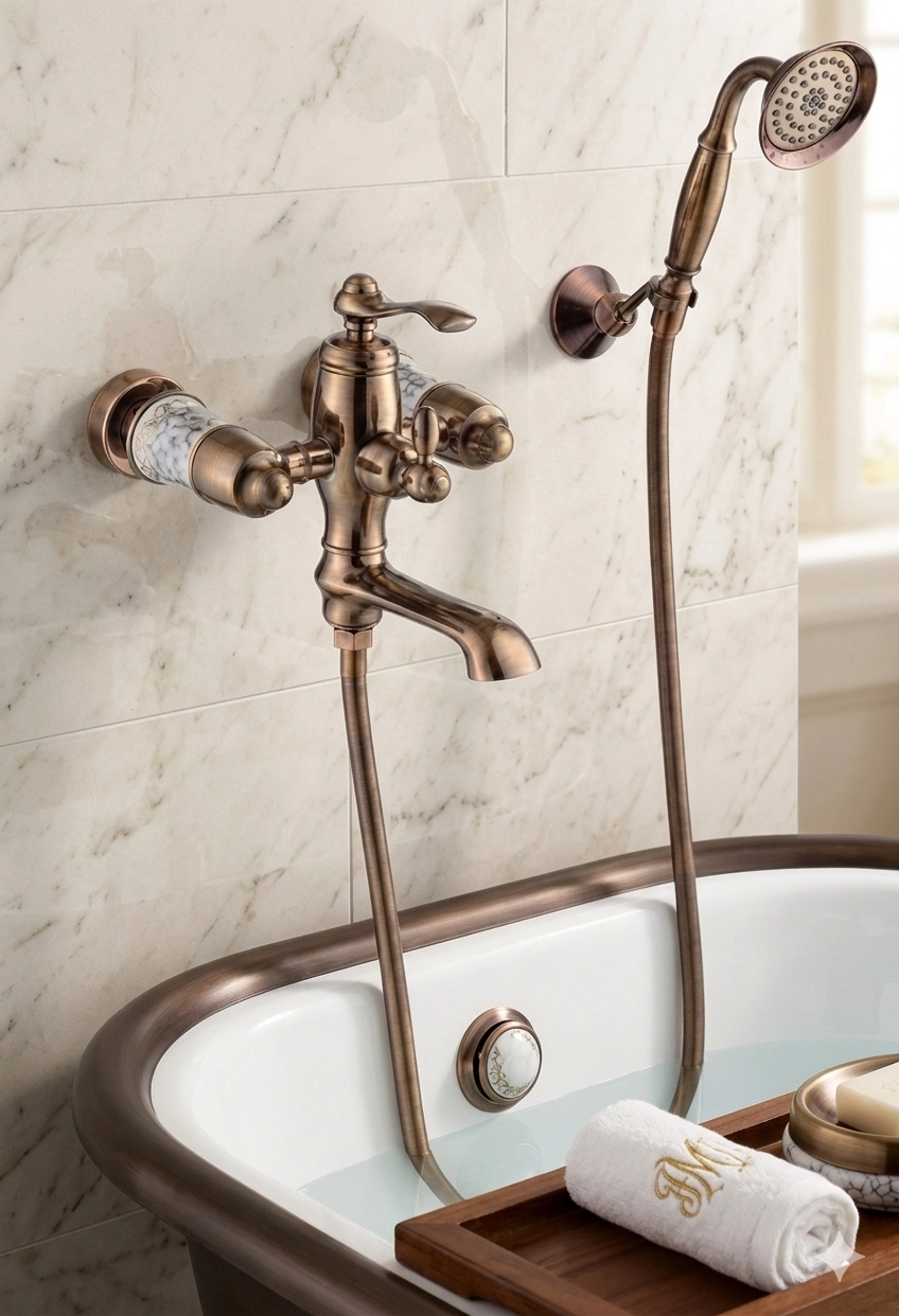Victoria Mix Mafsallı Banyo Bataryası ve Duş Seti Rose