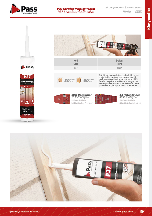 Pass Strafor & Kartonpi̇yer Yapıştırıcısı 480 Gr 
