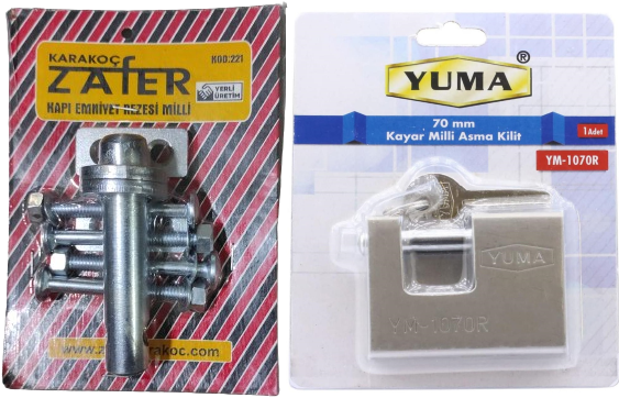 Kapı Emni̇yet Rezesi̇ - Ki̇li̇t Aparatı ve Yuma Kayar Mi̇lli̇ Asma Ki̇li̇t 70 mm  