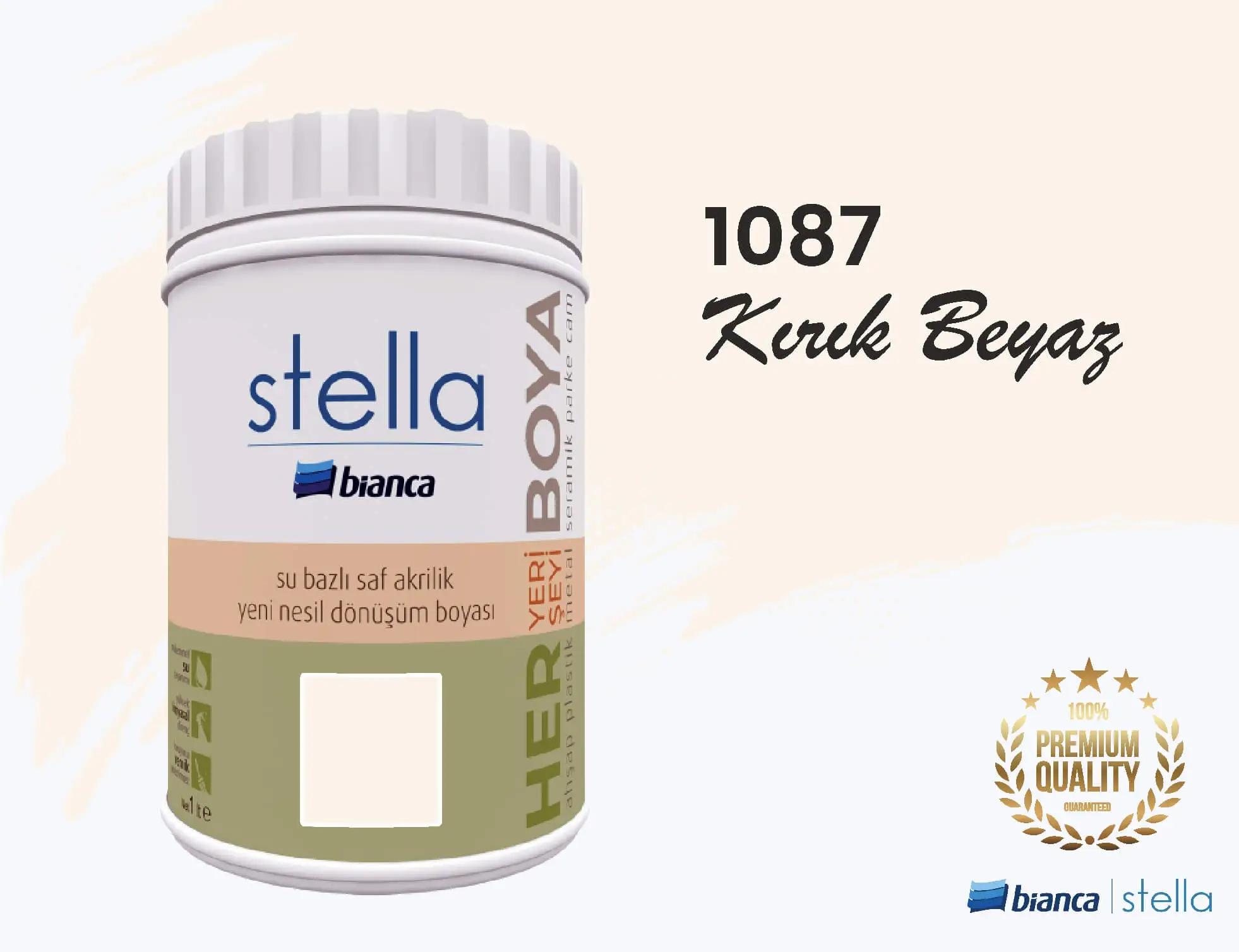 Bi̇anca Stella Su Bazlı Saf Akri̇li̇k Boya 1 Li̇tre Kırık Beyaz 
