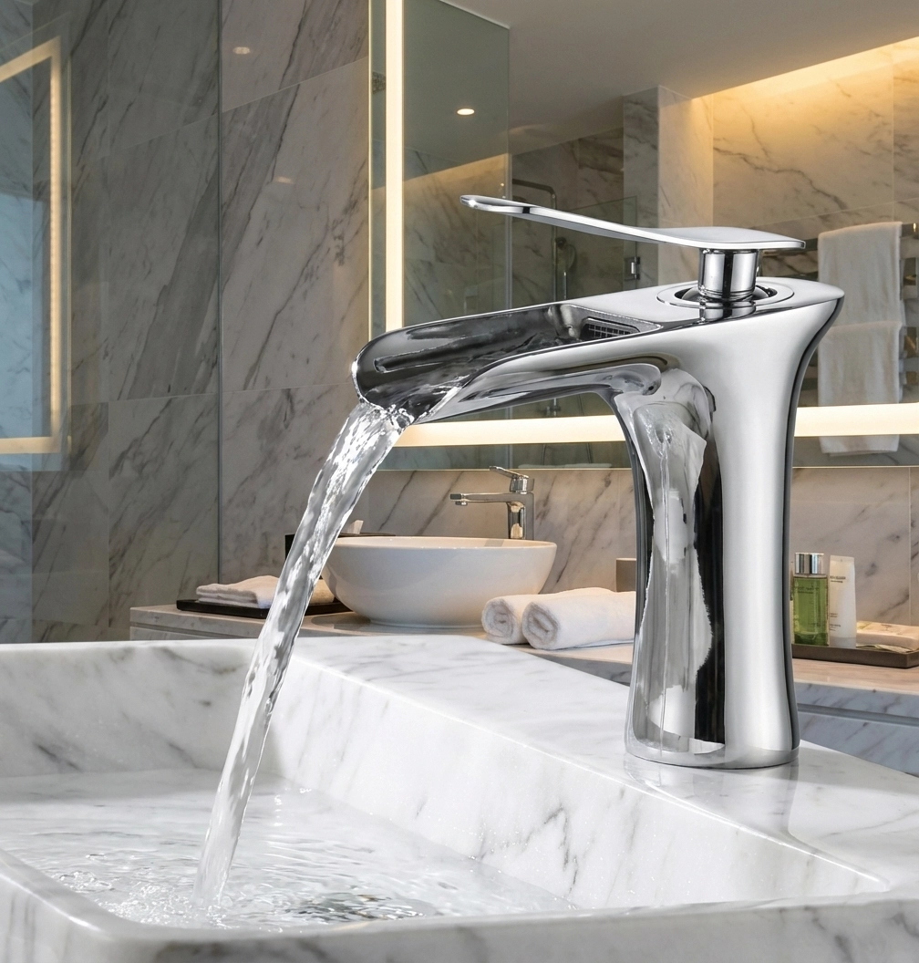 Krom Şelale Akışlı Lavabo Bataryası - Özel Seri 