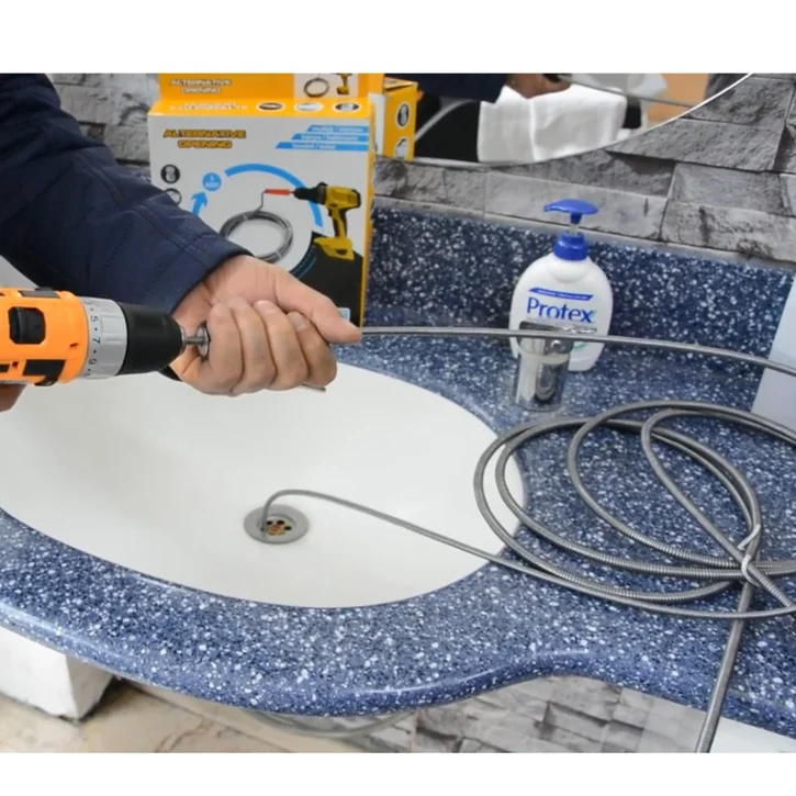 Matkapa Takılabilen Kanal ve Lavabo Açma Sustası 3 metre (2 si Bir Arada)