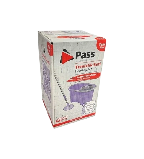 Pass Temi̇zli̇k Seti̇ Döner Başlıklı Paspas – Mor 