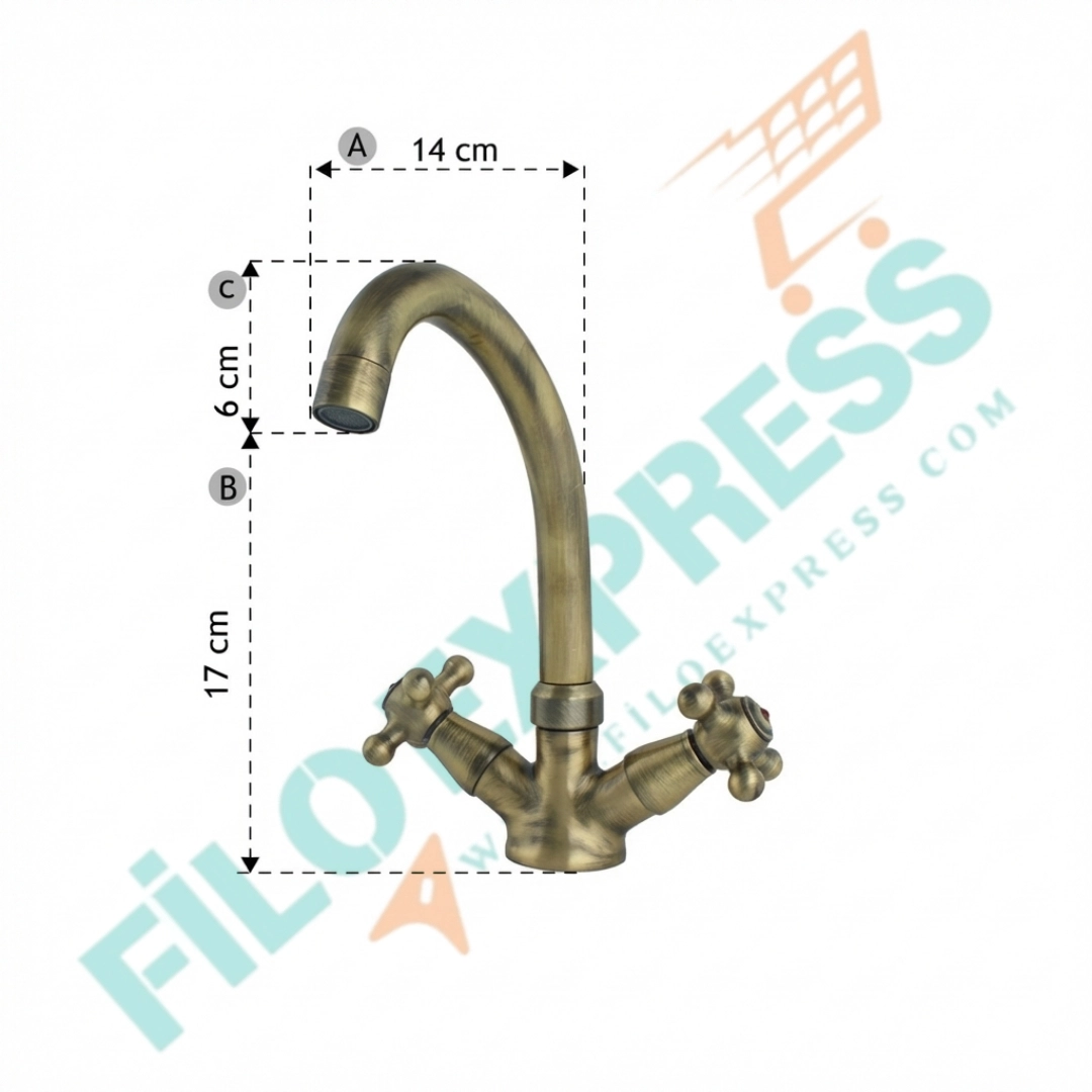 Koç Anti̇k Kuğu Eviye Lavabo Bataryası (Lüx , %100 Pi̇ri̇nç) 