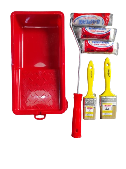 Duvar - Ahşap - Metal - Yağlı Boya Tava - Kesti̇rme Fırça - Parmak Rulo Boyacı Seti̇ 11 (6 Parça) 