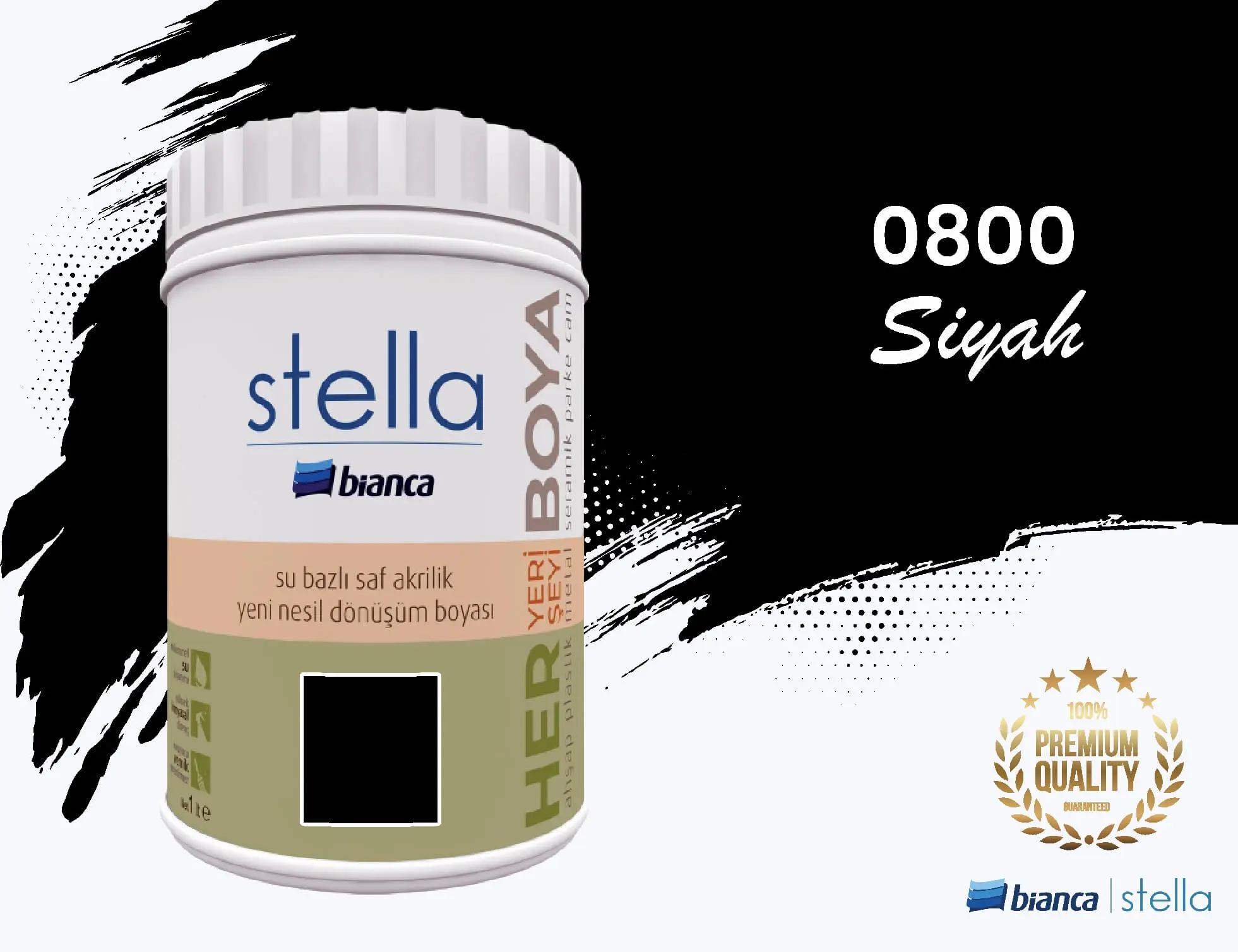 Bi̇anca Stella Su Bazlı Saf Akri̇li̇k Boya 1 Li̇tre Siyah 
