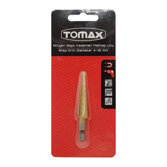 Tomax Kademeli Sac Delme Matkap Ucu 4-12 mm 1/4’’ Bits Saplı