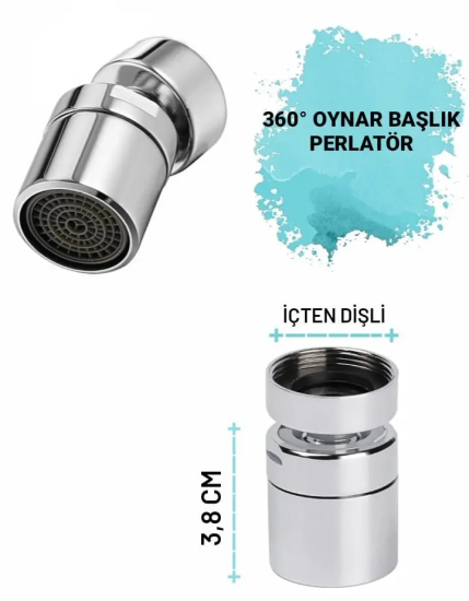 Hareketli̇ Musluk & Batarya Ucu Perletörü -  İç Di̇şli̇ Oynar Başlı 