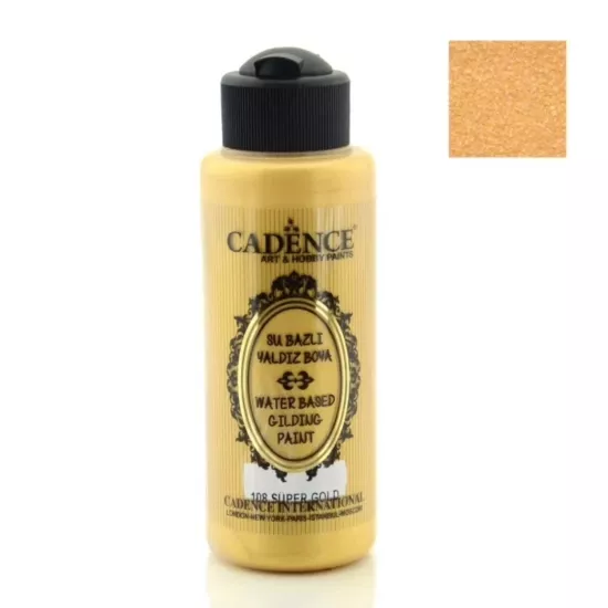 Cadence Su Bazlı Yaldız Boya - 108 Süper Gold 120 ml 