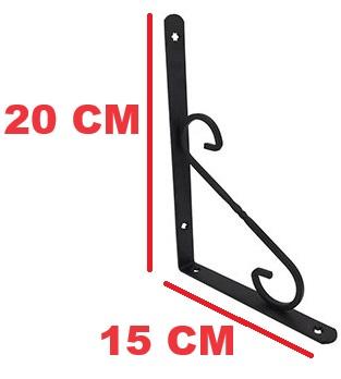 Beşel Ferforje Raf Altı Konsol L Demi̇ri̇ Ayağı Si̇yah 15 X 20 cm (2 Adet) + Vi̇daları 