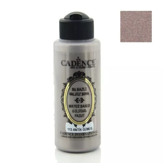 Cadence Su Bazlı Yaldız Boya - 113 Antik Gümüş 120 ml 