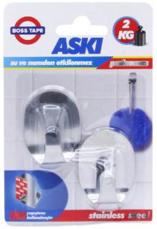 Boss Tape 3m Paslanmaz Inox Küçük Boy Askı  2 kg Taşır (2’li̇ Tek Paket) 