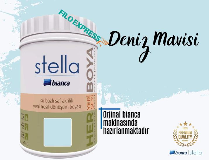 Bi̇anca Stella Su Bazlı Saf Akri̇li̇k Boya 1 Li̇tre Deniz Mavisi