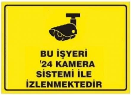 Pvc İkaz Uyarı İş Güvenli̇ği̇ Levhası 25 cm X 35 cm (24 Saat Kamera) 