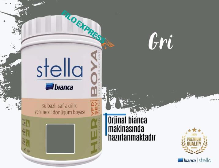 Bi̇anca Stella Su Bazlı Saf Akri̇li̇k Boya 1 Li̇tre Gri