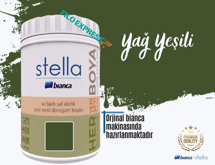 Bi̇anca Stella Su Bazlı Saf Akri̇li̇k Boya 1 Li̇tre Yağ Yeşili