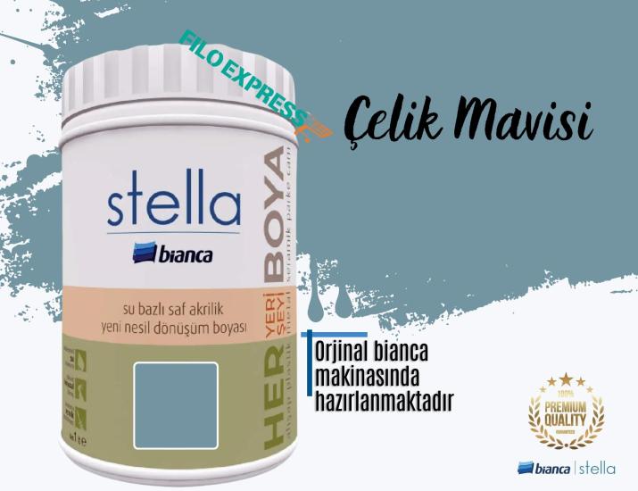Bi̇anca Stella Su Bazlı Saf Akri̇li̇k Boya 1 Li̇tre Çelik Mavisi
