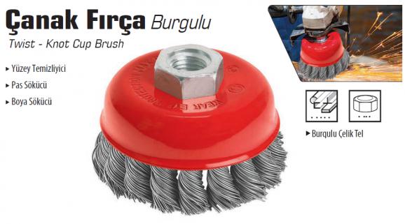 Bay-Tec Çanak Fırça ( Burgulu ) / 65 - 75 - 85 - 100 mm 