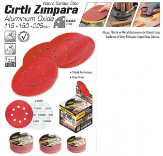Cırtlı Zımpara 6 Deli̇kli̇ 150 mm (100 Adet) / ( 40-60-80-100-120 Kum ) 