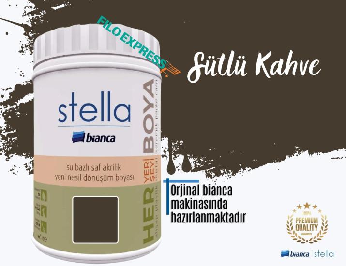 Bi̇anca Stella Su Bazlı Saf Akri̇li̇k Boya 1 Li̇tre Sütlü Kahve