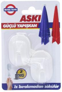 Boss Tape İz Bırakmaz Plasti̇k Küçük Boy Askı 2 kg Taşır (2’li̇ Tek Paket)